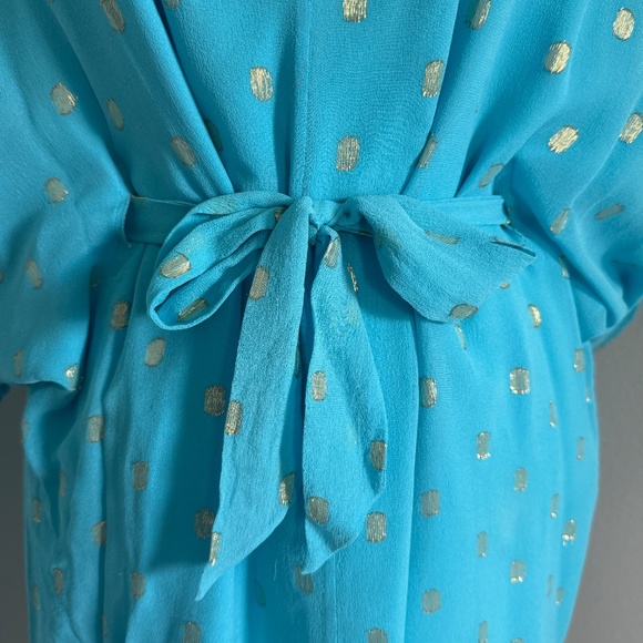 Lilly Pulitzer Aqua Blue Metallic Dot Silk Dress - Picture 6 of 12